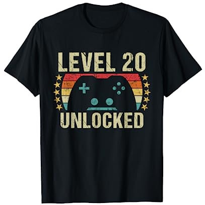 Gaming Vintage 20th Birthday Gift 20 Year Old Boy Girl Gamer T-Shirt
