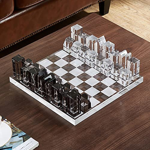 Premium Grand Cristal D'échecs Échecs Luxe Rassemblement Jeux Échiquier Jeu d'échecs Table de Famille Adulte Xadrez Jogo Backgammon Ed50zm
