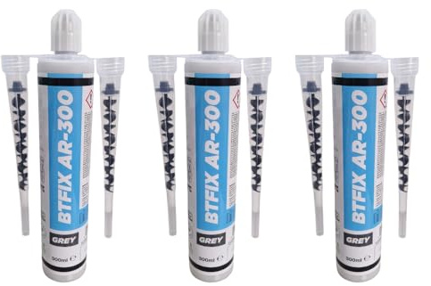 BTFIX AR-300, 2K WINTER Injektionsmörtel 3x 300 ml inkl. 6x Statikmischer | Verbundmörtel, Chemiedübel für Beton & Mauerwerk, ETA Zulassung, Schwerlastbefestigung, styrolfrei