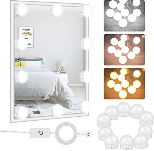 FOCCTS Vanity Mirror Lights - Dimmable Makeup LED Strip Light Kit With USB Cable Design for Dressing Table