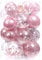 Sea Team Lot de Boules de Noël en Plastique Transparent incassable Multi-Taille Boules de Noël décoratives avec décorations délicates farcies (25 pièces, Rose)