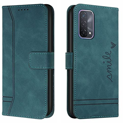 Lihondar Kompatibel mit Oppo A54 5G/A74 5G/A93 5G Hülle, Handyhülle Oppo A54 5G/A74 5G/A93 5G, Premium Leder Klappbar Schutzhülle Tasche Wallet mit Brieftasche Cover Flip Case Klapphülle (Grün)