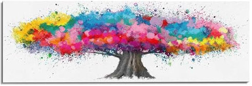 REINDERS Wandbild, Bunter Baum, Home Office, Bilder, Wanddeko, Room Decor, MDF, Mehrfarbig, 52x156cm