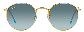 Ray-Ban Unisex-Sonnenbrille RB3447 ROUND METAL 001/3M Farbe Goldblau Glasgröße 50 mm