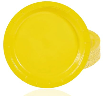 Aisszhao 16pcs Yellow Paper Plates 7 Inch Solid Color Plates,Disposable Tableware Birthday Decorations for Him,Her,Men,Women,Adults Tea Party,Paper Kids Party (AZCSCJ0308)