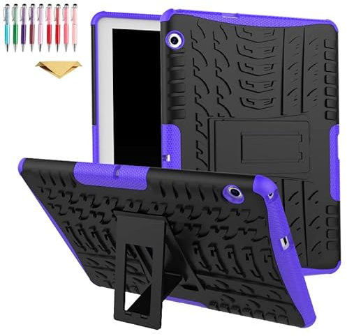 QYiiD Funda para Huawei MediaPad T3 10 de 9.6 pulgadas, híbrida, resistente, resistente, armadura defensora [absorción de golpes] cubierta con soporte para tablet MediaPad T3 10 (AGS-W09 AGS-L09
