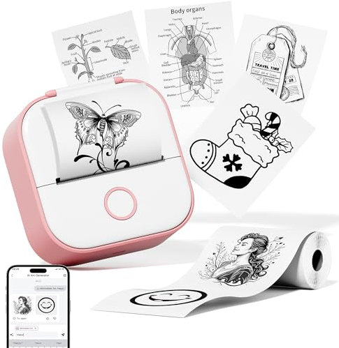 Phomemo T02 Drucker, Mini Sticker Fotodrucker für Mobiler, Handy Thermodrucker für Smartphone, 203dpi Hände Sticker Drucker,Aufkleber Bluetooth Drucker für Organizer Teenager Preppy Student Lehrer