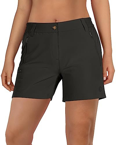 Outdoor Ventures Kurze Hose Damen UPF50+ UV Schutz Wander Shorts Sommer Leicht Trekking Shorts Stretch Schnelltrocknend Wanderhose Schwarz DE46