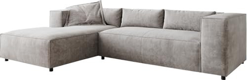 DELIFE Ecksofa Brom Mikrofaser Grau 260x175 cm Recamiere Links