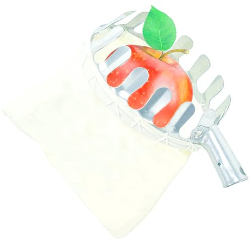 QYDMIN Recogedor de Frutas(Ø16 cm), Recolector de Frutas con Bolsa de Lino Herramientas para Recoger Frutas, Fruit Picker Hortícola Recogedor Cesta para Manzanas, Naranjas, Peras