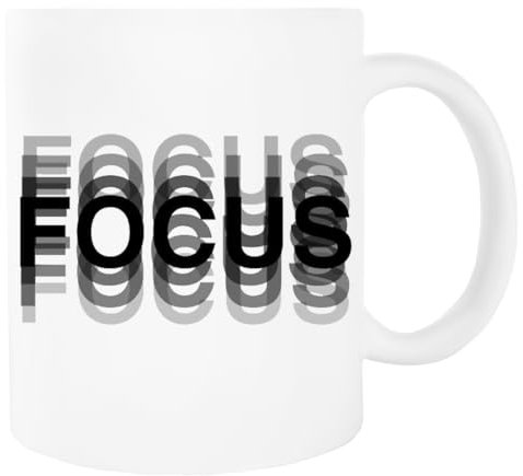 Focus - Optical Illusion White Ceramic Drinking Mug