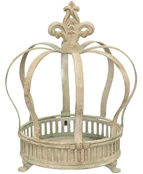 Generisch Dekorative Krone im nostalischen Landhausstil 27 x 19,5cm klappbar Pflanzkrone Dekokrone Metall Grau Antik-Stil Blumenkrone Gartendeko Vintage