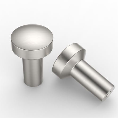 9BUILD 10 Pack Brushed Satin Nickel Drawer Knobs Round Cabinet Knobs Cupboard Knobs Kitchen Door Knobs Dresser Knobs Single Hole UK0040