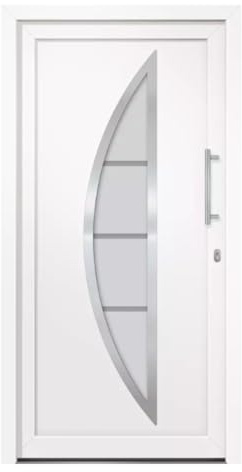 HORI Eingangstür Kunststoff Komplettset – Hochwertige Haustür mit Wärmeschutz, 5-fach-Verriegelung & Edelstahl-Stoßgriff - Farbe: weiß - DIN rechts - Modell: Curve - 210 x 110 cm