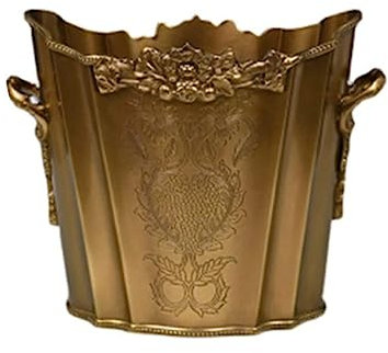 SLOFL Sektkühler Messing-Eiskübel, handgeschnitzter Vintage-Eiskübel for Bar, Champagner, Rotwein, Kühlung, Whiskey-Fass, Bierkübel für die Heimische Küche (Color : Gold L)