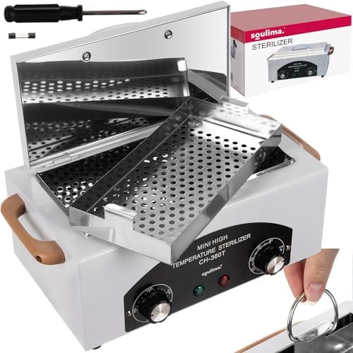 Soulima Stérilisateur à Air Chaud Professionnel pour Outils Jusqu'à 220°C Minuterie LED - Acier Inoxydable - Equipé d'une Minuterie - Idéal pour Les Cosmétiques, Les Salons de Coiffure 22938