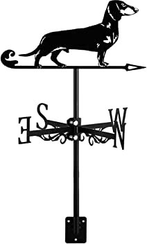 ANCNA-U Wetterfahne, Dackel, Hund, Garten, Silhouette, Ornament, Richtungsanzeige, Messwerkzeug, Outdoor, Terrasse, Dach, Windfahne, Wetterhahn, einfach zu montieren, B