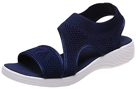 Schuhe Rot Damen Stiefelette Lack, einfarbig, atmungsaktiv, Mesh, Fischmaul, flache Sandalen S Damen Schuhe Schnürschuhe (Blue, 39)