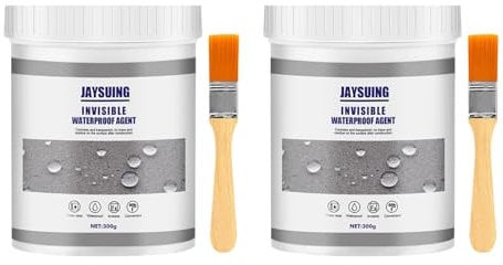 ZOLGINAH Colla Impermeabile Trasparente con Pennello,300g,Invisible Waterproof Agent Durevole e Resistente al Calore per l'impermeabilizzazione di Tetti,Tubature,Bagno,Piastrelle,Pareti (2 Pezzi)