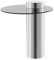 Qiyano Beistelltisch rund Säule schmal Glas Edelstahl Metall glänzend minimalistisch modern Design Wohnzimmer Sofa Schlafzimmer Flur Dekoration handgefertigt Höhe: 52 cm Farbe: Silber/Grau
