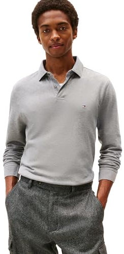 Tommy Hilfiger Men's Long Sleeve Polo Shirts in Regular Fit with Stretch and Organic Pique Cotton Long Sleeve Polo Shirts in Regular Fit with Stretch and Organic Pique Cotton (Pack of 1)