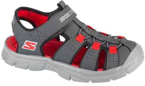 Skechers Relix Sandal 406521L-CCRD, für Jungen, Sandalen, Charcoal Synthetic/Red n Black Trim, 28 EU
