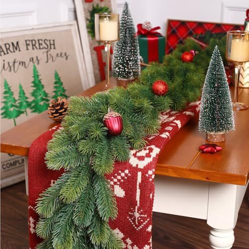 Alupssuc 1.8M/6Ft Künstlicher weihnachtsgirlande, Real Touch Stereo Pine Garland, Girlande für Tisch, Mantel,für Weihnachtstreppe und Kamin, Grün