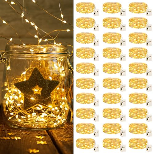 bitjam 30 Stück LED Lichterkette mit Batterie Klein mit 3 Lichtmodi, 2M 20LED Mini Lichterkette Batteriebetrieben, Wasserdicht Lichterkette Draht für Weihnachten Hochzeit Party Innen Deko, WarmWeiß