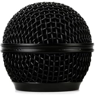 Tête de microphone de rechange en maille d'acier avec mousse intérieure, compatible avec SM58 (noir, 1 pièce)