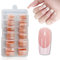 French Nail Autocollants French Artificiels Manucure Ongles Brillant Couverture Complète Ongles Couleur Nude Faux Ongles Français Naturel (Medium Square French Nail, 144 Pièces)