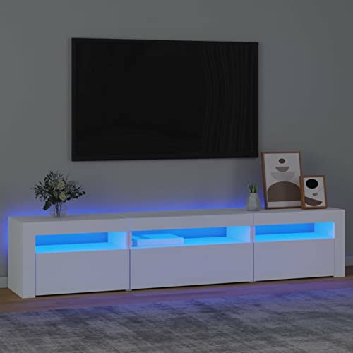 Iiaky Mobile Porta TV con Luci LED Bianco 195x35x40 cm,Mobile TV Mobile Porta Televisore,Mobiletto Industriale Tavolino Basso Vintage Console per Salotto