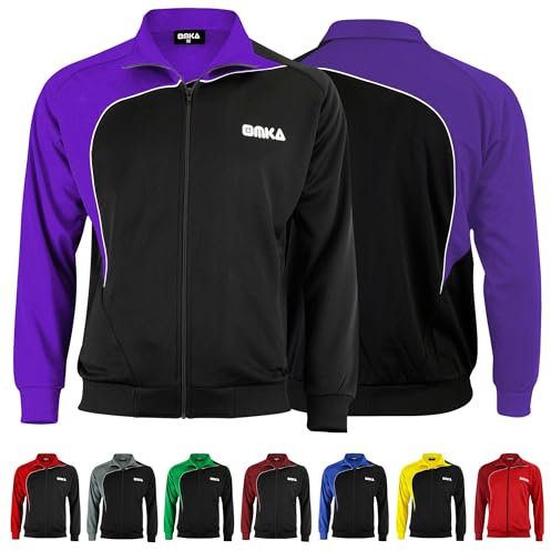 OMKA Herren Leichtgewicht Sportjacke, Feuchtigkeitsableitend, Fleece-Innenfutter für Fußball und Sportaktivitäten (DE/NL/SE/PL, Alphanumerisch, XXL, Regular, Regular, Lila/Schwarz)