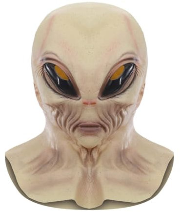 Alien Maske, Halloween Kostüm Realistisch Funny Horror Maske Latexmasken 3D Cosplay Gruselige Kopfbedeckung Vollkopfmaske Lustige Neuheit Für Erwachsene Verkleidung Requisiten
