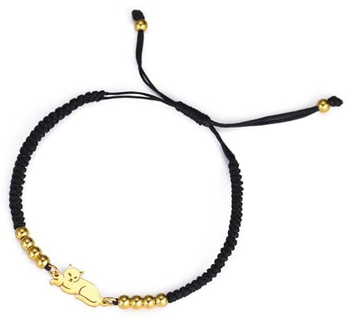 UNIFT Bracelets en acier inoxydable avec empreintes de pattes de chien et chat avec une perle colorée - Bracelet réglable - Cadeau pour les amoureux des animaux domestiques
