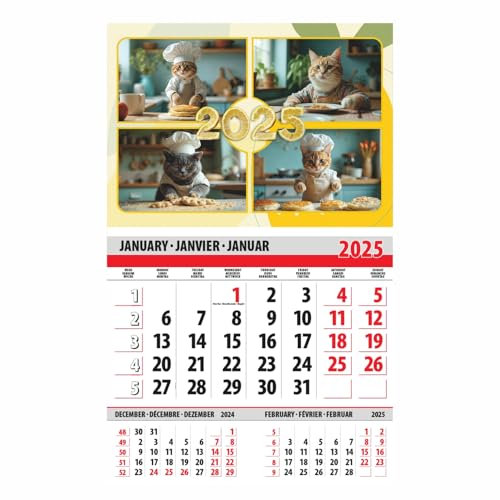 lepni.me Lustige Kochkatze in der Küche Kalender 2026 in Zitronen 1 Monat | Koch-, Back- und Grillzeit | Kalender für Katzenliebhaber und Tierfreunde | Lustiges Geschenk 2026 365-Tage-Planer