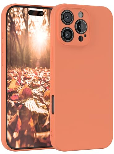 EAZY CASE - Custodia in silicone per iPhone 16 Pro Max Custodia morbida protettiva con protezione della fotocamera Protezione sottile Premium Cover TPU Telefono Bumper in Arancio