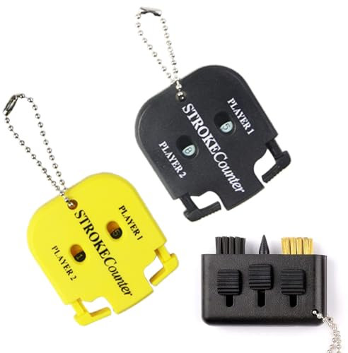 IKOPFLN Golf Score Zähler Stroke Counter, 2 Stück Golf Ergebniszähler mit Schlüsselkette und 1 Golfball-Reinigungsbürste, Handzähler für Spieler Schlagzähler Score Counters