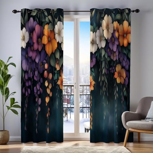 MULERN 2Er Set Blickdicht Vorhänge Wohnzimmer, 3D Farbe Mosaik Muster Blickdicht Schlaufenschal Retro Verdunkelungsvorhang, Lärmminderung Gardinen Fensterdekoration H260 X B140 cm