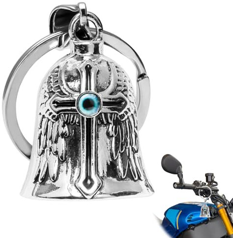 Hioip Biker Bell Motorrad Glöckchen Guardian Bell Edelstahl Motorrad Glocke Glücksbringer Motorradglocke Schlüsselanhänger Motorradfahrer Schutzglocke Anhänger Motorcycle Geschenke (D, Teufelsauge)