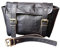 Borsa da moto vintage in vera pelle di capra con fibbia a 2 cinghie, borsa porta attrezzi marrone, chiusura rapida, rinforzata, per manubrio, forchette, borsa in pelle (classico nero)