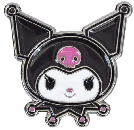 Kuromi Happy Face Enamelled Badge (10.7cm x 6.7cm x 1cm) (Black/White)