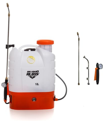 RURIS RS 1800 Pulvérisateur Électrique 18L 12V 8Ah Lance Telesc 4h Jardin, Orange