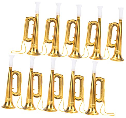 Abaodam 20 Stück Trompeten Spielzeuge Kreative Kleine Musikinstrumente für Kleinkinder Party Accessoires für Geburtstagsfeiern und Schulgeschenke Goldene Trompeten mit Schnur