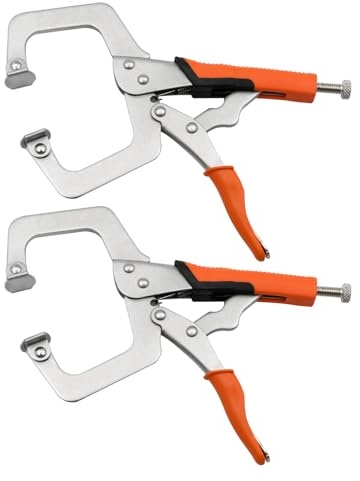 22 cm C-Clamp, Heavy Duty Clamp with Adjustable Clamping Surface for Woodwork, Welding and Dowel Connections, Pack of 2 (22 cm)