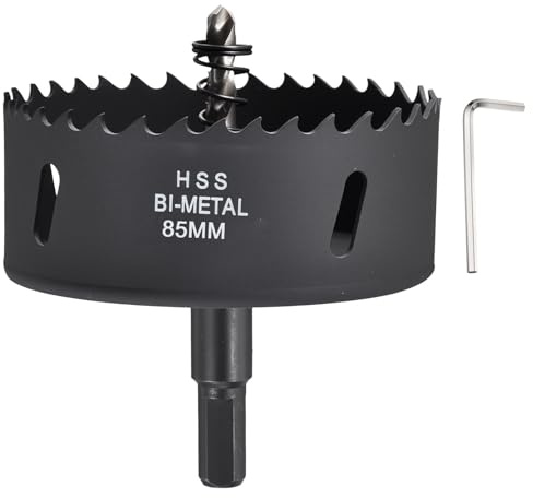 CoCud 3-11/32(85mm) Hole Saw, M42 Bi-Metal Hex Shank Hole Cutters Drill Bit with Spring - Cutting Tool for Thick Metal Board Alloy Steel Plate. Black