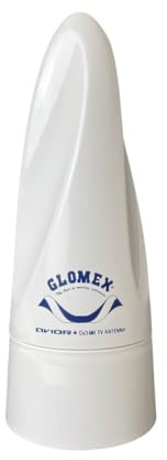Glomex – Antenne TV terrestre omnidirectionnelle Avior 10 x 21 cm (blanc), modèle VT300 – Amplificateur intérieur, reçoit TV/FM, Kit complet, pour voiliers, moteur, bateaux pneumatiques, yachts