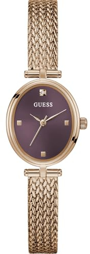 GUESS Damen rubinrote Goldfarbene analoge Uhr, Elegantes Design