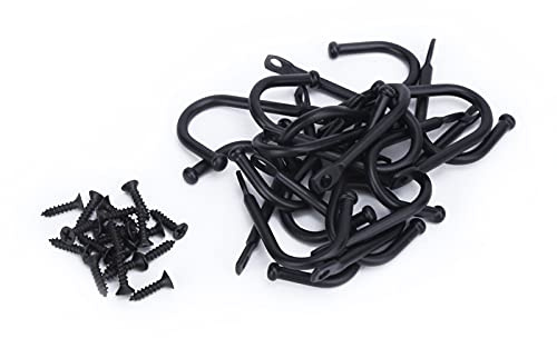 YUKOFE Schwarze kleine Haken zum Aufhängen von Halsketten, Mänteln, Handtaschen, Handtüchern, 20 Stück Wandhaken