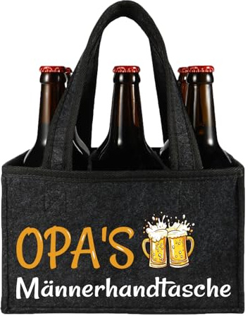 teikart Opa Geschenk, Geschenk Opa Geburtstag, Opa's Männerhandtasche | Männerhandtasche Bier, Flaschentasche Filz für Geburtstagsgeschenk, Vatertag, Weihnachten Geschenke