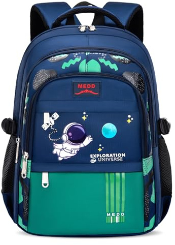 IvyH Schultasche für Jungen 1–6. Klasse – Leichter wasserdichter Kinderrucksack, ergonomischer Schulrucksack mit Reflektor, ideal für 6–12 Jahre als Grundschule & Reise -Grün